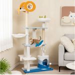 COSTWAY Kratzbaum, xxl 168cm mit Ball & Hängematte, Blau - Preisvergleich