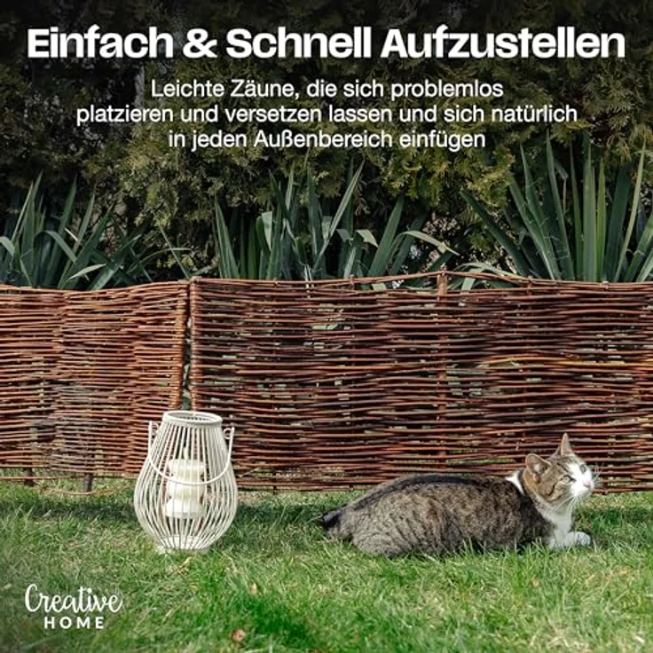Creative Home Beeteinfassung Weide Weidenzaun 5er Set, 60 x 40 cm, stabil und robust – Bild 4