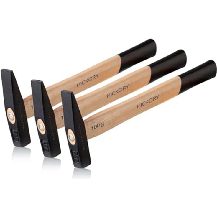STAHLWERK 3 x Schlosserhammer 100g, geschmiedeter Stahlkopf, vibrationsdämpfender Hickory-Griff, ergonomisch und robust – Bild 5