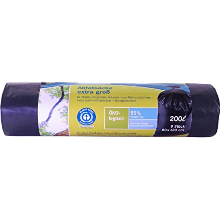 inapa Müllsack/Gartenabfallsack Secolan 200l – ✓extra groß ✓extra stark ✓100% recyclingfähig – 1 Rolle/8 Stück – Bild 1