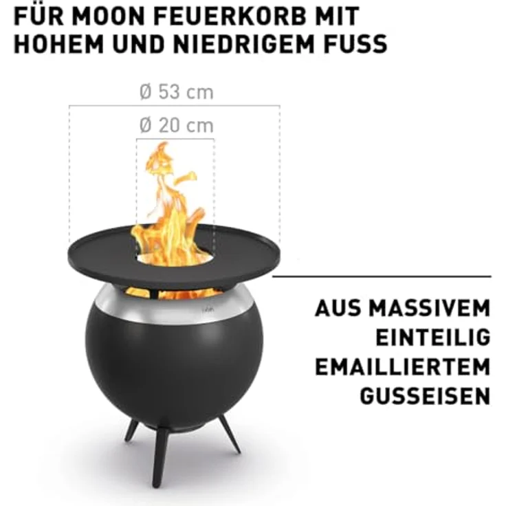 höfats Feuerschale MOON 45 Plancha, gusseiserne Grillplatte mit optimaler Wärmespeicherung und Antihaftbeschichtung, Ø 53,0 x H 9,0 cm – Bild 2