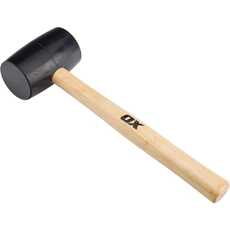 OX Trade Black Rubber Mallet, 24 oz Gummihammer mit ergonomischem Holzgriff und nicht markierendem Kopf – Bild 1