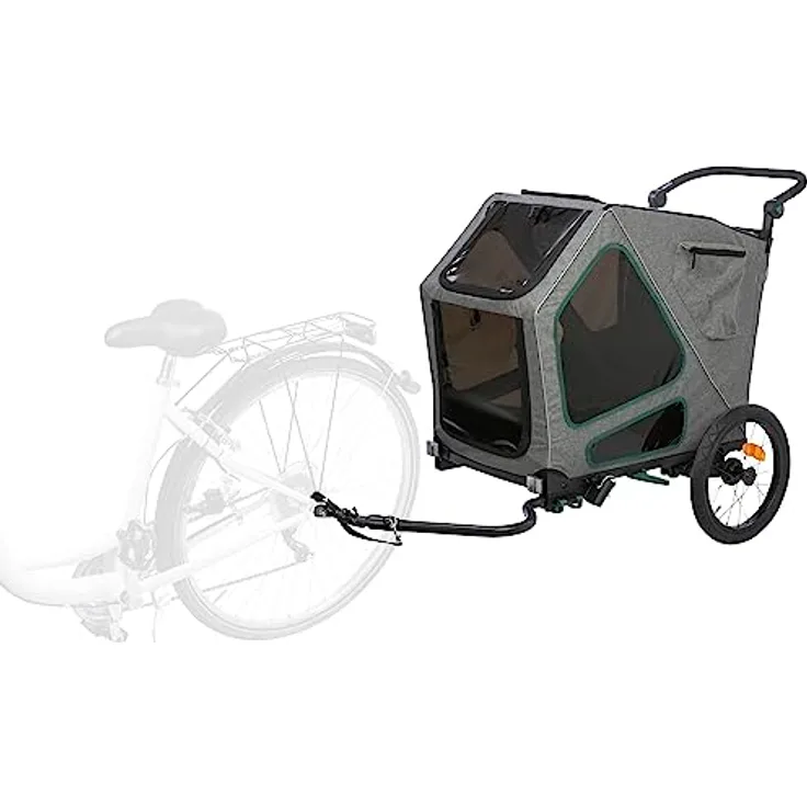 TRIXIE Fahrrad-Anhänger, M: 71 × 95 × 85/138 cm, grau/Salbei bis zu 35 kg - 12802