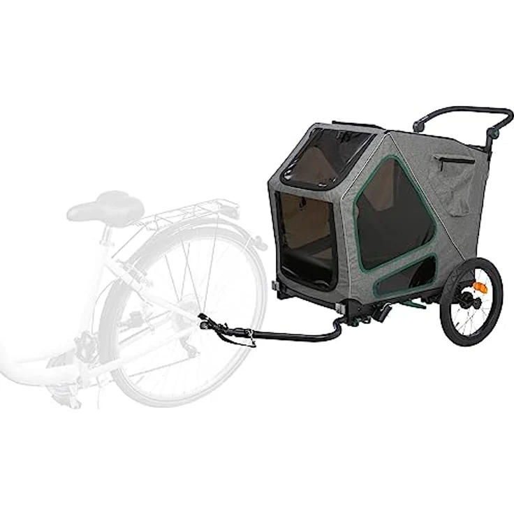 TRIXIE Fahrrad-Anhänger, M: 71 × 95 × 85/138 cm, grau/Salbei bis zu 35 kg - 12802 – Bild 1