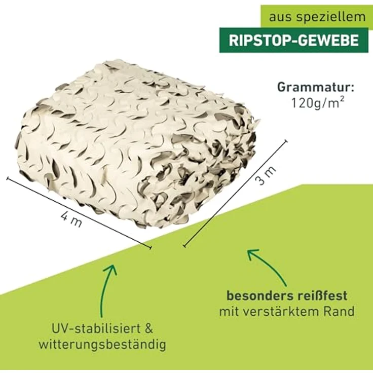 Windhager Beschattungsnetz COTE D´Azur, 3 x 4 Meter, Beige/Taupe, UV-stabilisiert, witterungsbeständig, einfach zu montieren, ideal für Terrasse, Balkon und Garten – Bild 3