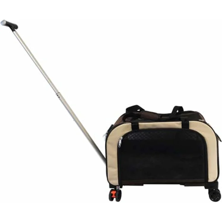 Nobby Tiertransporttasche Trolley "MOVE", stabiler Transportwagen bis 10 kg mit abnehmbarem Fahrgestell, Netzventilation und großem Utensilienfach – Bild 4
