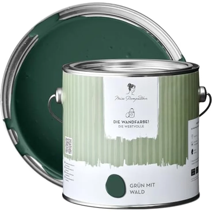MissPompadour Wandfarbe Grün mit Wald - matte Innenfarbe mit hoher Deckkraft, 2,5 L, geruchsneutral und spritzfrei, wasserbasiert – Bild 1