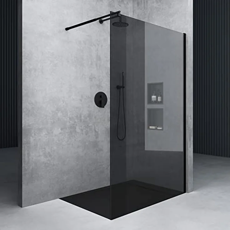 Mai & Mai Duschwand Bremen Schwarz Profil mit Nano Glas, 8mm ESG-Sicherheitsglas, variabler Wandabstand 70-120cm – Bild 2