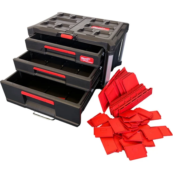 Milwaukee Werkzeugkoffer PACKOUT 2 + 1 Drawer Tool Box 363 x 564 x 414 mm Organizer 4932493190 – Bild 1