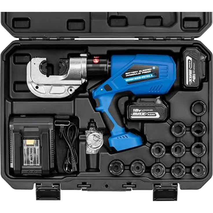 MSW Hydraulische Crimpzange, 16 bis 400 mm² mit 120 kN Presskraft, LED-Beleuchtung, blau – Bild 3