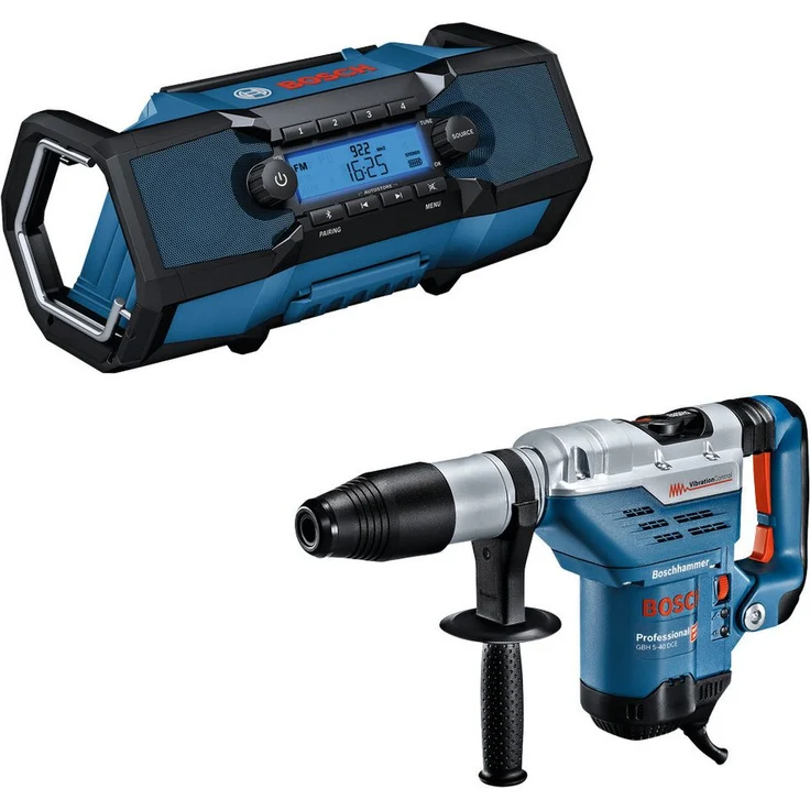 BOSCH Bohrhammer GBH 5-40 DCE, kraftvoller 1.150-W-Motor, Vibration-Control, inklusive GPB 18V-2 C Radio, 230 V