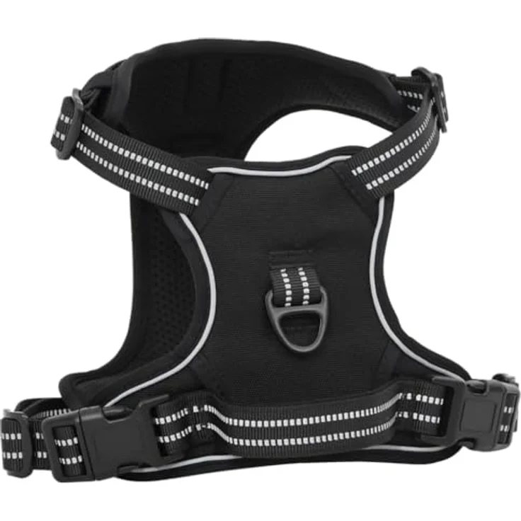 vidaXL Hundegeschirr mit Leine & Halsband Verstellbar Schwarz L, einfach an- und abzulegen, vollständig einstellbar, sicher und bequem – Bild 2