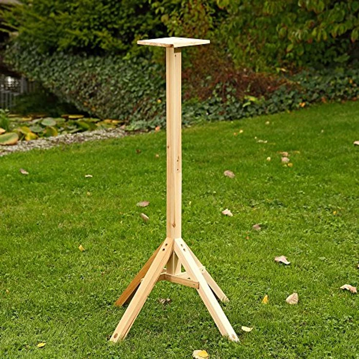 Melko Vogelhausständer aus unbehandeltem Holz für Vogelhaus Futterhaus Vogelhäuschen, 66,5 x 66,5 x 105 cm – Bild 2