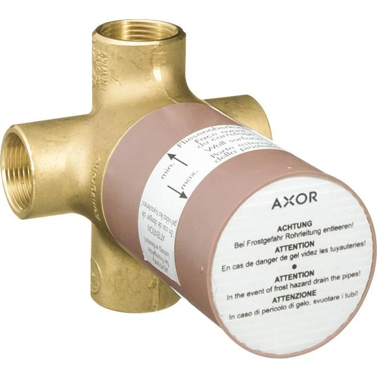 Axor Badarmatur Grundkörper DN 20 für Quat 4-Wege Umstellventil Unterputz, geeignet für 3 Verbraucher, Durchflussrate 65 l/min
