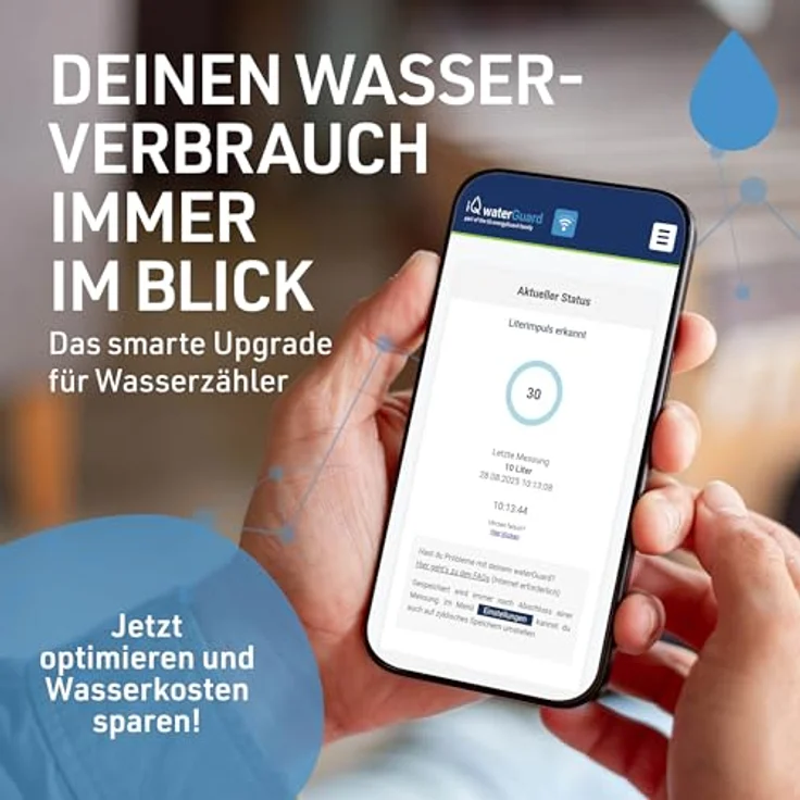 iQ waterGuard, Smarter Wassermelder mit 92dB Wasseralarm und WLAN, Wasserverbrauchs-Zähler für Smartphone, Überwachung bei Wasserschaden – Bild 3