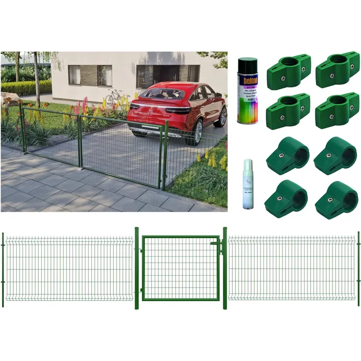 Tetzner & Jentzsch Strong Stabmattenzaun grün, 1m hohe Einstabmatte für Garten und Zaun