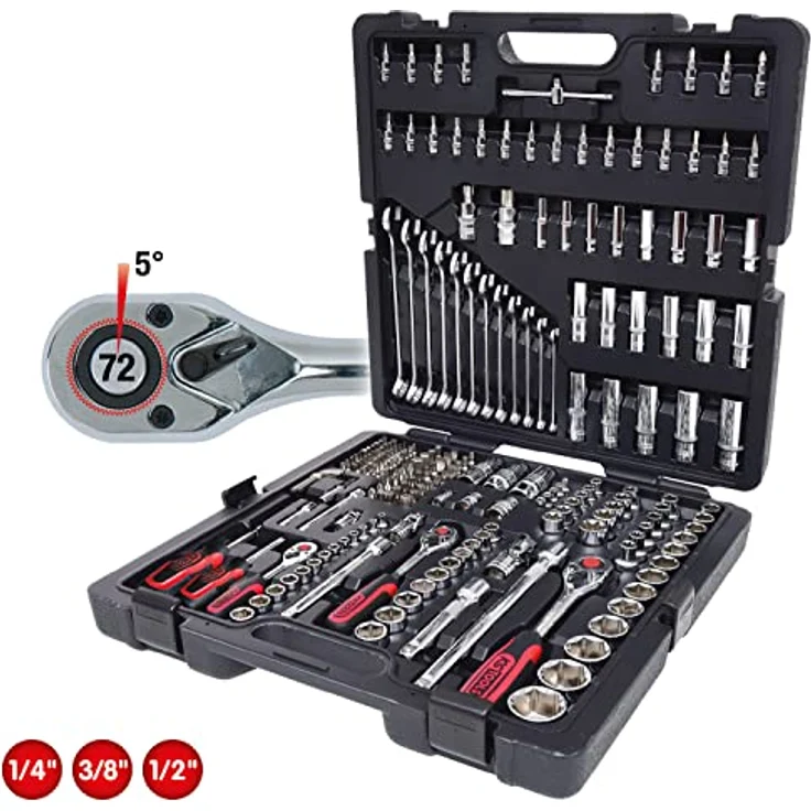 KS Tools Bit- und Steckschlüsselset, 216-teiliges Werkzeugset in Koffer, Chromeplus – Bild 4