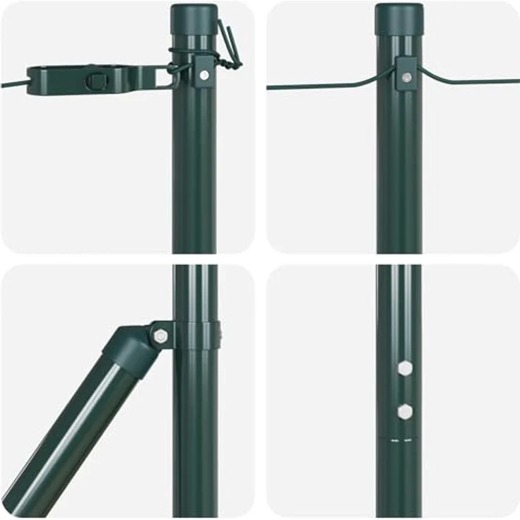vidaXL Zaunpfosten Set 7 Stück, grüner verzinkter Stahl Ø32 mm, 210 cm hoch, wetterbeständig und rostfrei – Bild 6