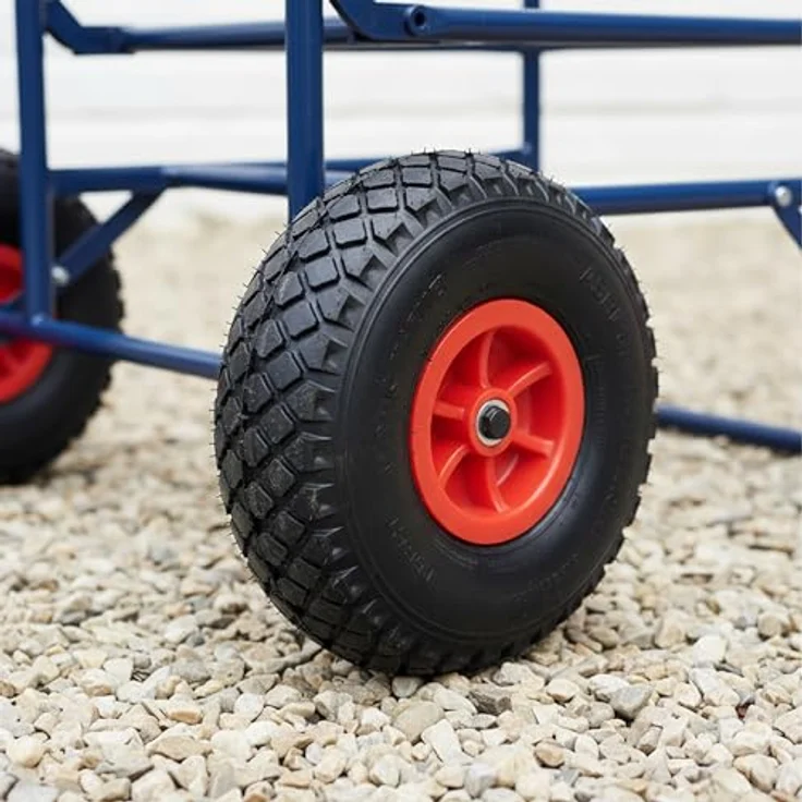 relaxdays Sackkarre Transportwagen klappbar, 80 kg Tragkraft, blau, Luftbereifung mit Spanngummi – Bild 6