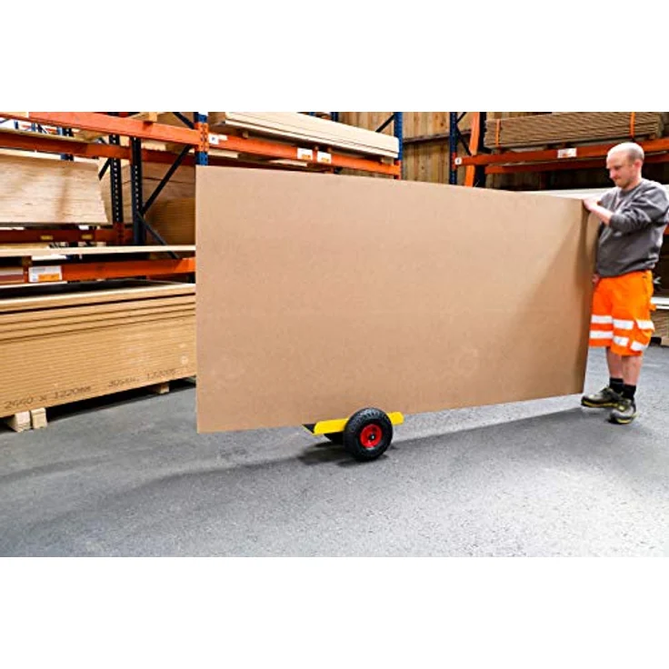 Ravendo Transportkarren Plattenwagen 200 Kg TW 200 L 142650, gelb mit luftgefüllten Reifen und hoher Belastbarkeit für schwere Lasten – Bild 2
