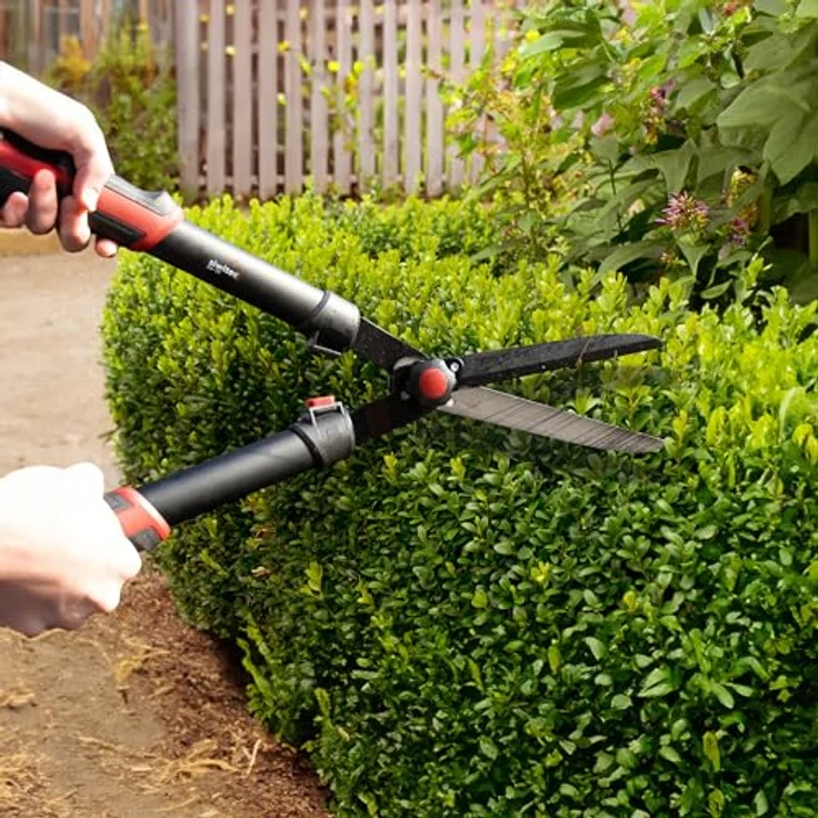 siwitec Heckenschere SG-30 | 62,5 cm Länge | Klingen aus Kohlenstoffstahl | Kunststoffgriff mit Gummierung | Schwarz-Rot – Bild 2