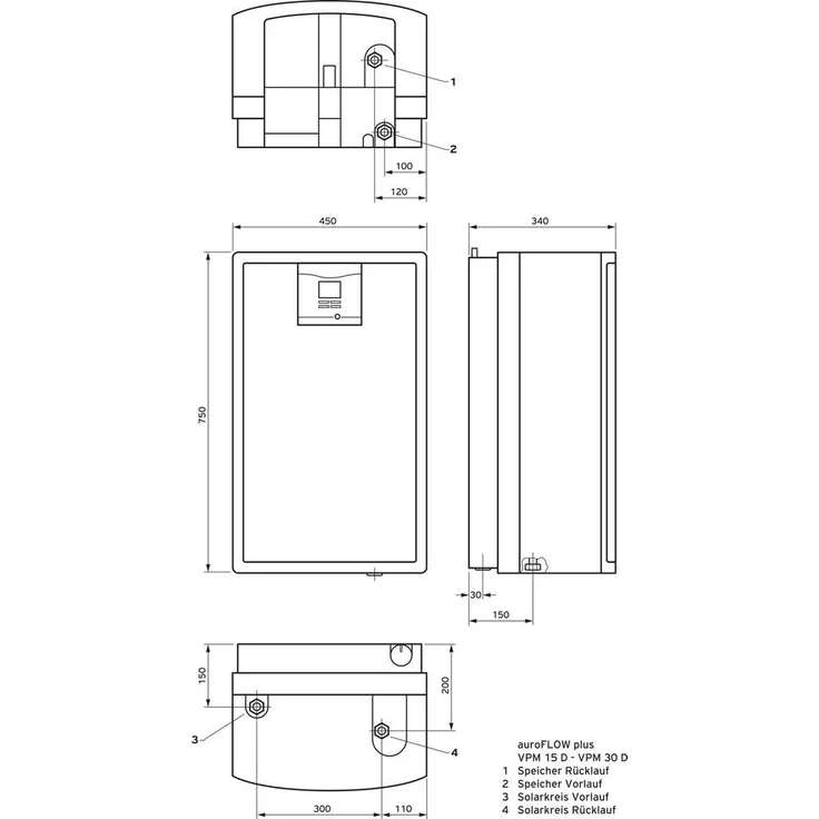 Vaillant 10013689 auroFLOW plus VPM 30 D, Solar-Laderegler mit integriertem Sole-Rücklaufbehälter und Regelung, bis zu 12 Kollektoren anschließbar, Wandmontage möglich