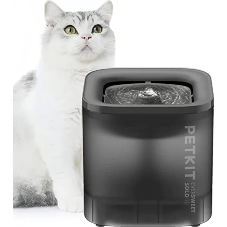 PETKIT CYBERTAIL Katzen Trinkbrunnen, Hundewasserspender, 1,85L LED-Licht, Extrem Leiser, Schnurgebundener Wasserspender, Schnurlose Wasserpumpe, Grau