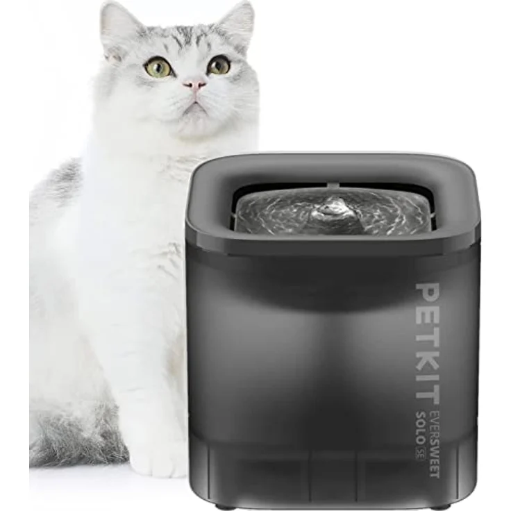 PETKIT CYBERTAIL Katzen Trinkbrunnen, Hundewasserspender, 1,85L LED-Licht, Extrem Leiser, Schnurgebundener Wasserspender, Schnurlose Wasserpumpe, Grau – Bild 1