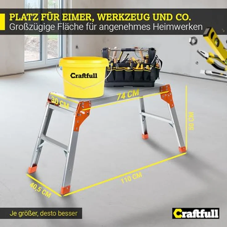 Craftfull Arbeitsplattform CF-107A Arbeitsbühne Arbeitspodest Trittbank Alu – Bild 3