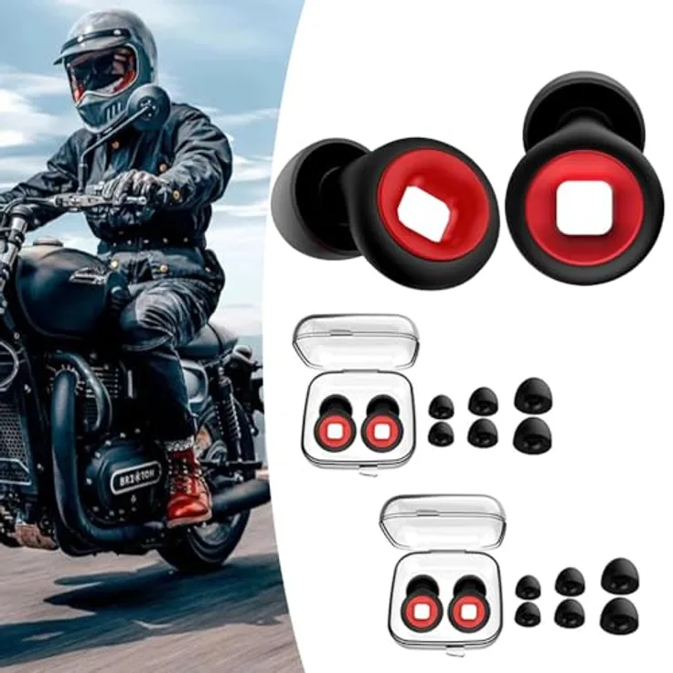 JXAXD Moto Earplugs, 2 Paar hoch-qualitative Motorrad Ohrstöpsel mit Gehörschutz und 4 Größen (XS/S/M/L)