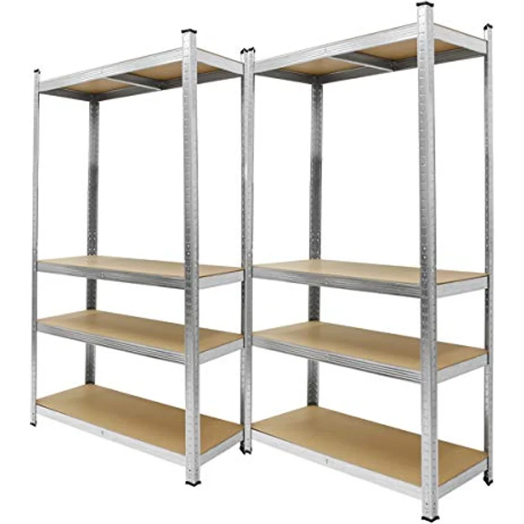 ECD Germany 2x Werkstattregal Schwerlastregal 160x80x40cm bis 320kg belastbar verzinktes Metall 4 MDF-Platten höhenverstellbar Lagerregal Steckregal Kellerregal Garagenregal Metallregal Regal Werkbank, robuste Metallkonstruktion – Bild 1