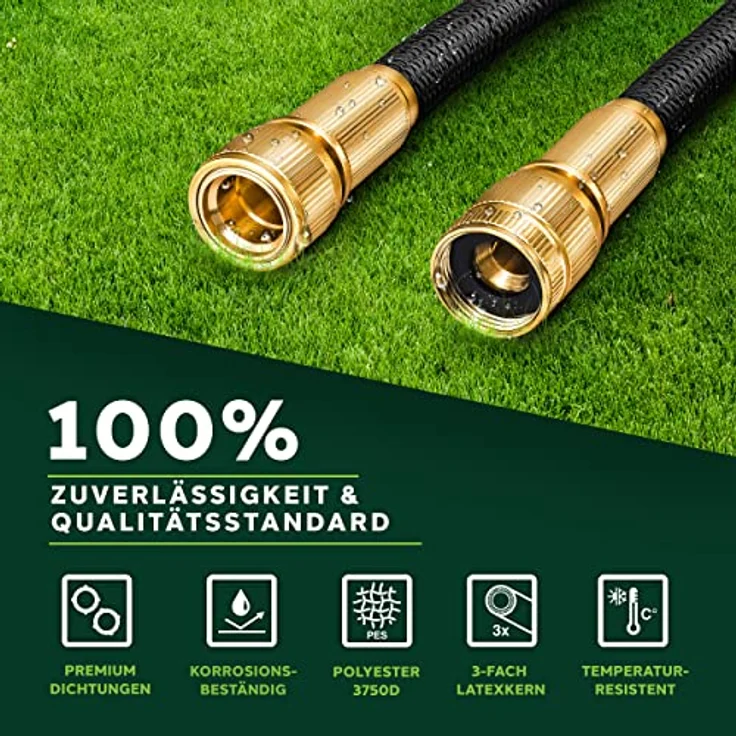 TRESKO Premium Gartenschlauch Flexibler Wasserschlauch dehnbarer Flexischlauch Schwarz 7,5m – Bild 3