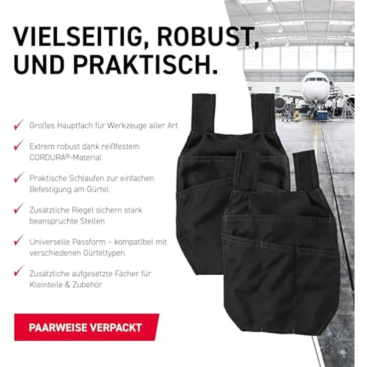 KÜBLER Workwear Holstertasche Paar, Gürteltasche aus Cordura® mit großem Hauptfach für Werkzeuge, Oeko-TEX® zertifiziert, universelle Passform für Industrie & Handwerk – Bild 5