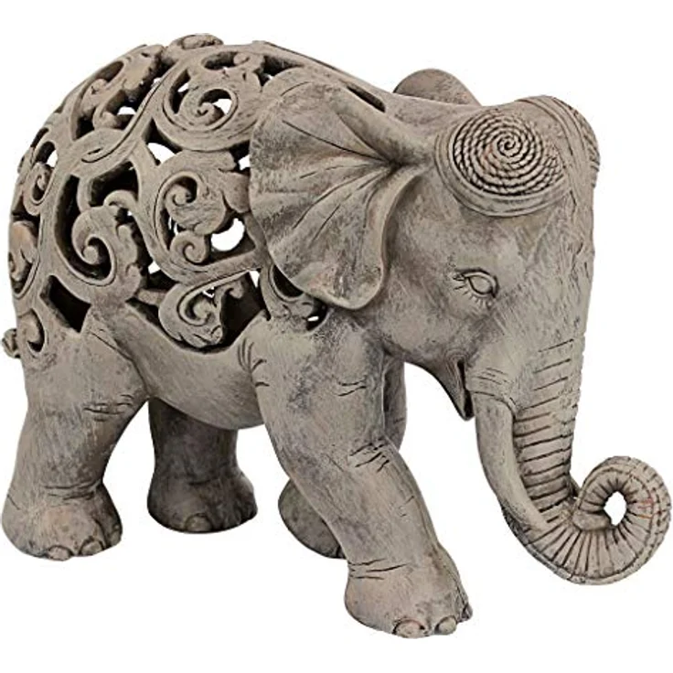 Design Toscano Anjan der Elefant indische Deko Jali Tierstatue, 30.5 cm, Gotischer Stein – Bild 4