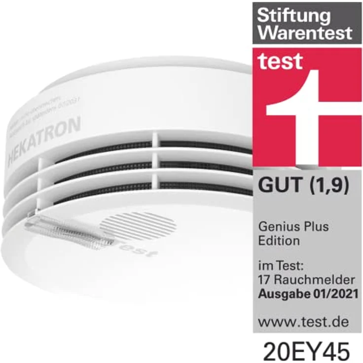 Hekatron Rauchmelder Genius Plus Edition 2021 – mit 10 Jahre Batterie – inkl. 2 x Klebepad – App-unterstützt – Rauchwarnmelder weiß – mehrsprachig – 2 Stück – Bild 5