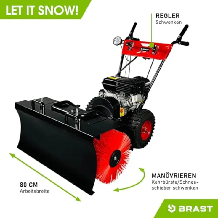 BRAST Benzin-Kehrmaschine 3in1, 80cm, 5,14kW (7PS) mit Kehrbürste, Laubsammler und Schneeräumer – Bild 7