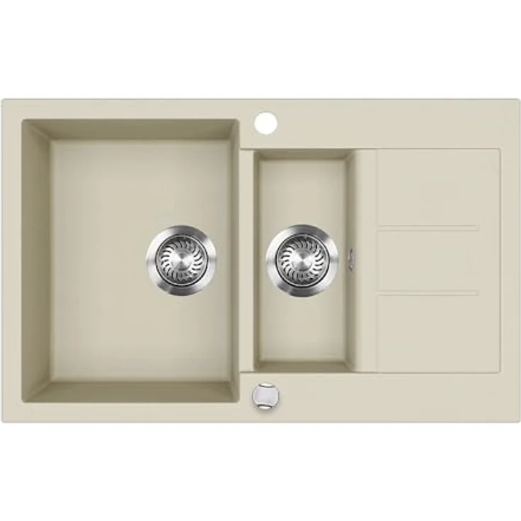 Bergström Spülbecken "Seattle", Beige, 80 x 50 cm, Doppelbecken mit Trockenplatz, robust und pflegeleicht – Bild 1