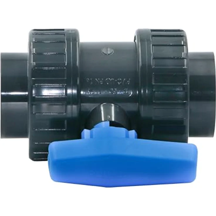 HAF PVC 2 Wege Kugelhahn, 2" Innengewinde x Innengewinde, grauer Absperrhahn aus PVC-U, PN16 für Pool- und Teichbau – Bild 3