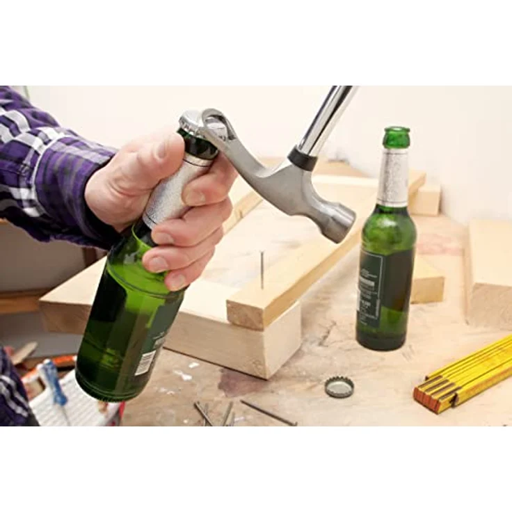 kwb 445992 Feierabend-Hammer mit Bier-Öffner, Kapsel-Heber, ideal als Geschenk für Männer, m. Gummi-Griff – Bild 4