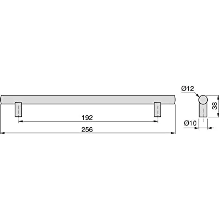 Emuca Möbelgriff, 192 mm Achsabstand, 256 mm Länge, hohler Edelstahl, schwarz, 10 Stück – Bild 2