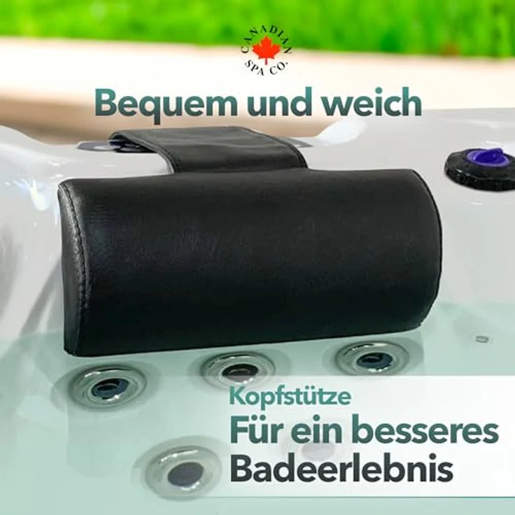 Canadian Spa GmbH Whirlpoolsitz Kopfstütze, Rund, beschwert, schwarz, 29 cm lang, 14 cm breit, universell für jeden Whirlpool – Bild 4