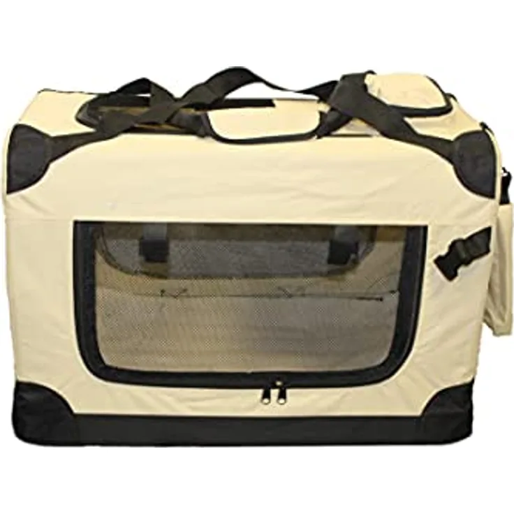 walexo Faltbare Hundebox Hundetransportbox Katzentransportbox Katzenbox (BEIGE, S) - Robuste Metallverstärkung und dicker Bezug aus Oxford Gewebe