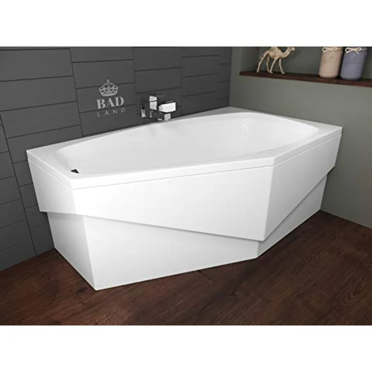 BADLAND Eckbadewanne Wanne Marika RECHTS LINKS 140x80 mit Acrylschürze, Füßen und Ablaufgarnitur GRATIS (RECHTS)