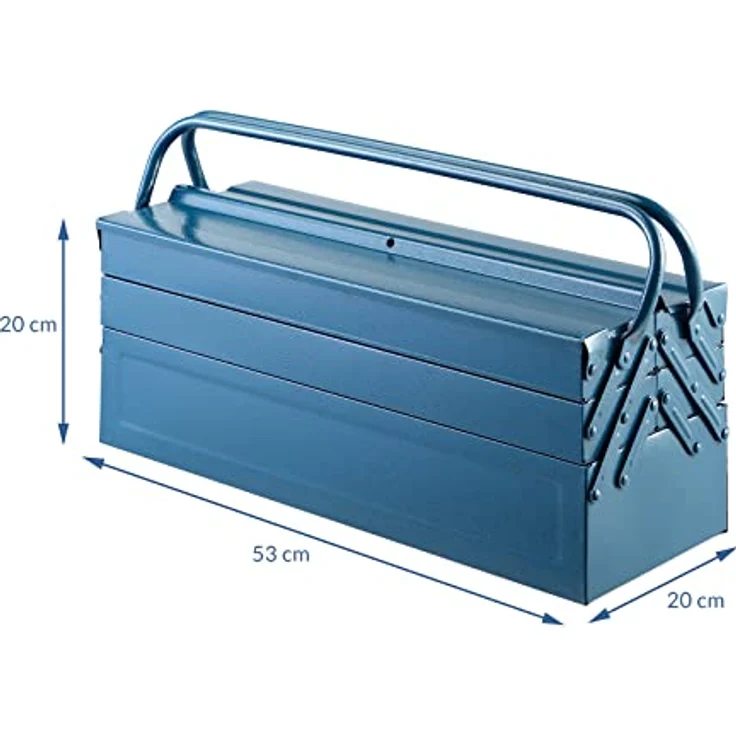 Deuba Werkzeugkoffer leer groß Stahl 5-teilig Werkzeugkasten Werkzeugbox Werkzeugkiste Werkzeug Montage Koffer blau 530x200x200mm – Bild 6