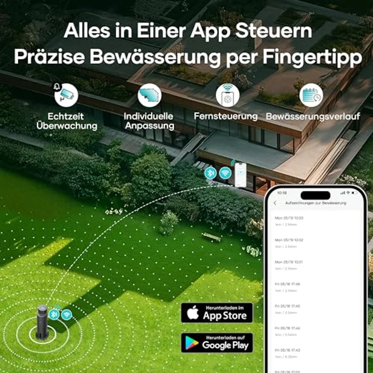 AIPER IrriSense Bewässerungssystem mit App, Individuelle Bewässerungskarten, Wetteradaptiv, für Flächen bis zu 445 m², Schnelle Selbstinstallation in 15 Minuten – Bild 4