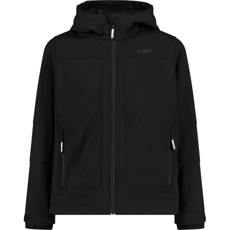 CMP Softshelljacke KID SOFTSHELL JACKET FIX HOOD für Kinder (nero) Atmungsaktiv & Wärmeisolierend & Wasserabweisend