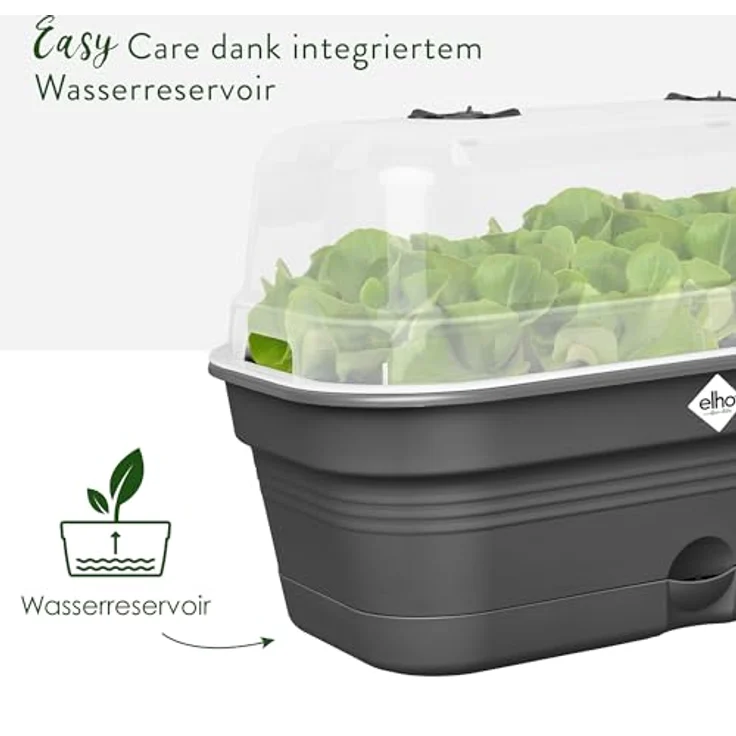 elho Green Basics Anzucht Schale Allin1 M, Recycling-Kunststoff, Wasserspeicher, Schwarz – Bild 6