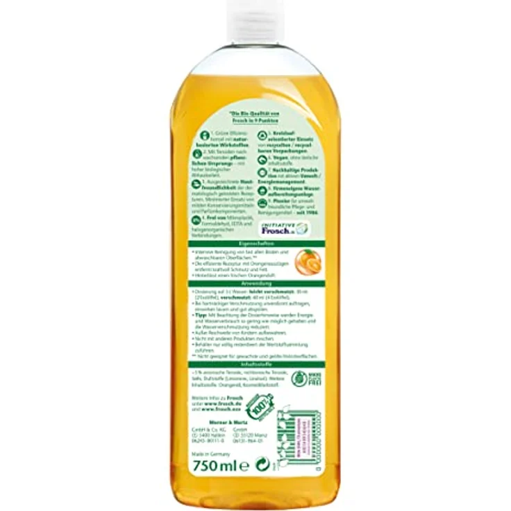 FROSCH Frosch Orangen Universal Reiniger 750 ml Allzweckreiniger mit natürlichen Orangenextrakten - Preisvergleich – Bild 2