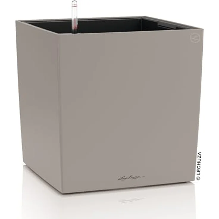 Lechuza Cube Color 40, Pflanzgefäß mit intelligentem Bewässerungssystem, Wasserstandsanzeiger, 7,5 Liter Wasserspeicher, sandbraun, 39 x 39 x 40 cm – Bild 1