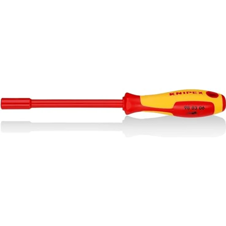 KNIPEX Steckschlüssel mit Schraubendreher-Griff, ergonomischer 2-Komponenten-Handgriff, VDE-geprüft, 232 mm, isoliert, Modell 98 03 06 – Bild 1
